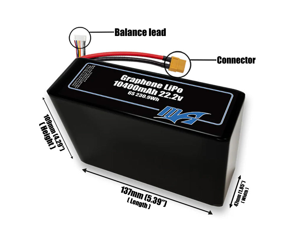 Graphene LiPo 10400mAh 6S2P 22.2v Battery Pack