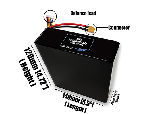 Graphene LiPo 7500mAh 10S2P 37v Battery Pack