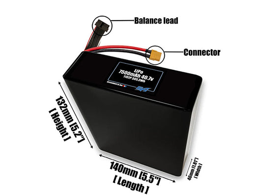 Graphene LiPo 7500mAh 11S2P 40.7v Battery Pack