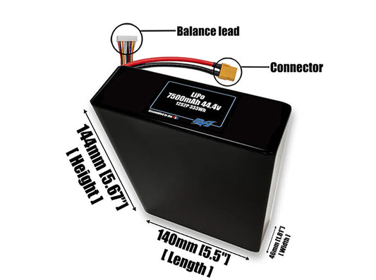 Graphene LiPo 7500mAh 12S2P 44.4v Battery Pack
