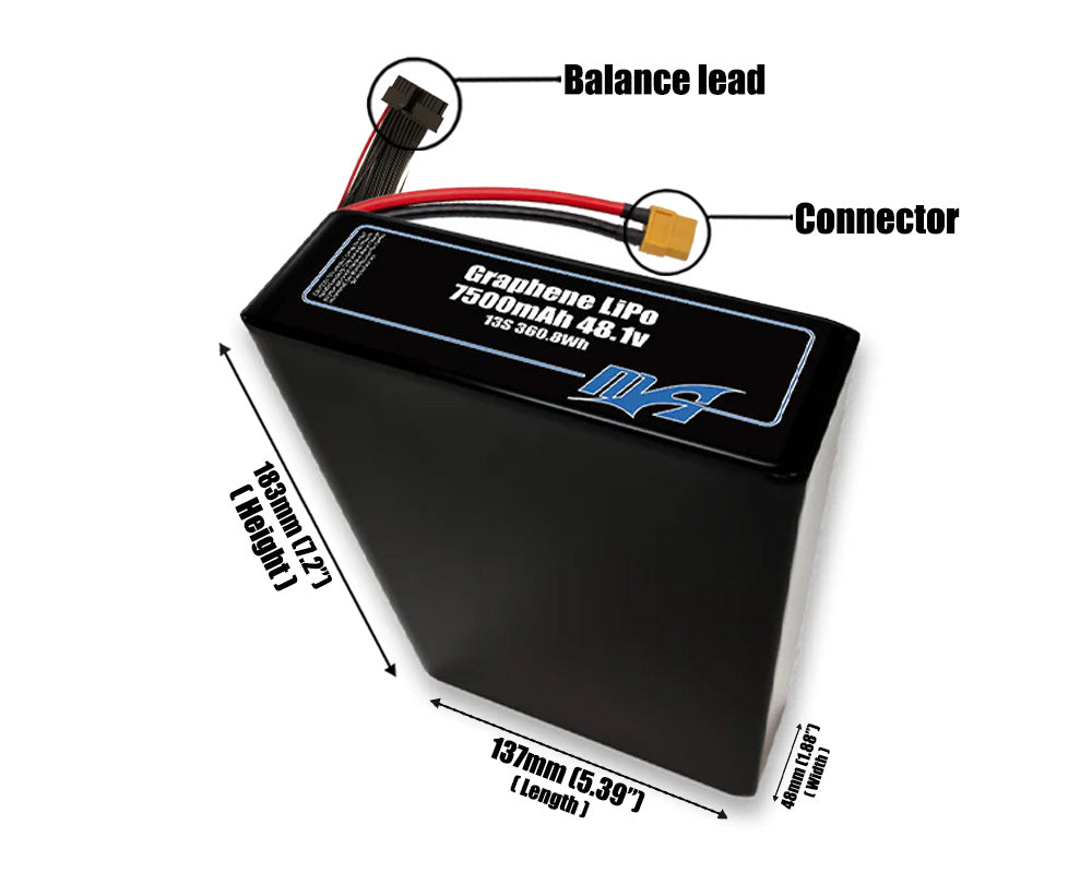 Graphene LiPo 7500mAh 13S2P 48.1v Battery Pack