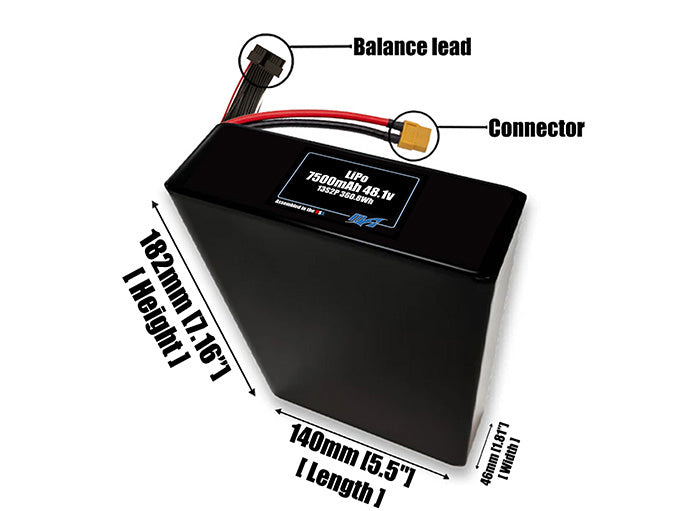 Graphene LiPo 7500mAh 13S2P 48.1v Battery Pack