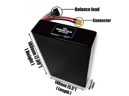 Graphene LiPo 7500mAh 15S2P 55.5v Battery Pack
