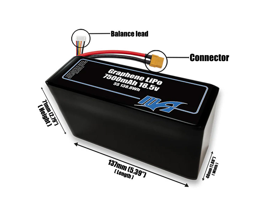 Graphene LiPo 7500mAh 5S2P 18.5v Battery Pack