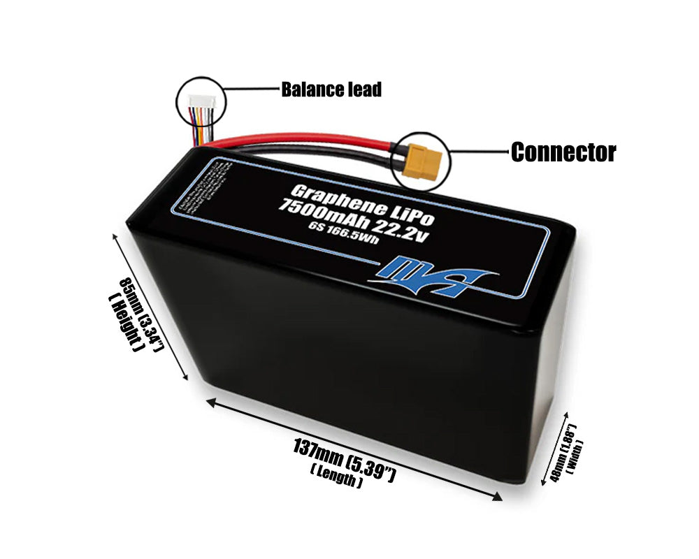 Graphene LiPo 7500mAh 6S2P 22.2v Battery Pack