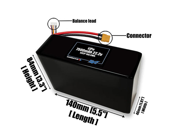 Graphene LiPo 7500mAh 6S2P 22.2v Battery Pack