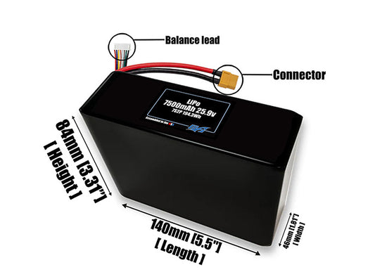 Graphene LiPo 7500mAh 7S2P 25.9v Battery Pack