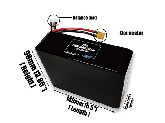 Graphene LiPo 7500mAh 7S2P 25.9v Battery Pack