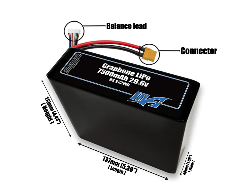 Graphene LiPo 7500mAh 8S2P 29.6v Battery Pack