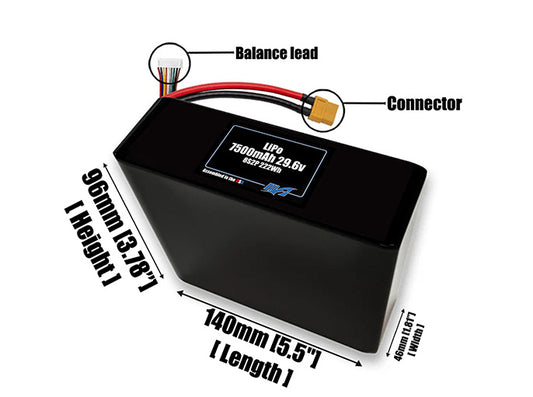 Graphene LiPo 7500mAh 8S2P 29.6v Battery Pack