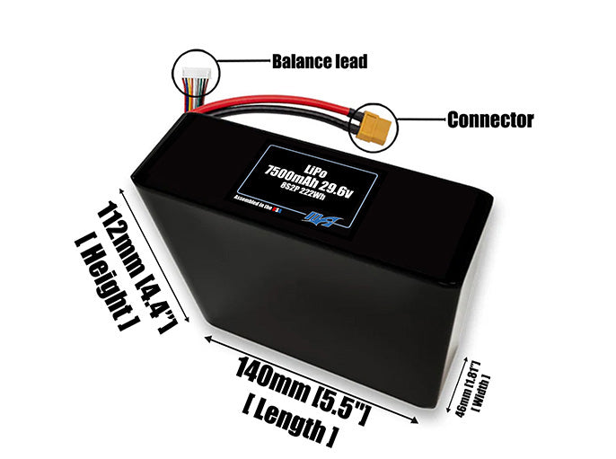 Graphene LiPo 7500mAh 8S2P 29.6v Battery Pack