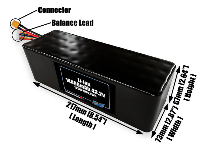 Li-ion 14000mAh 12S4P 43.2v Battery Pack