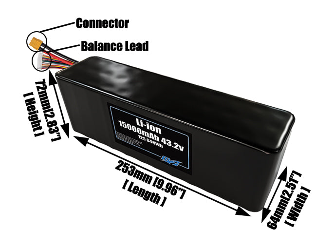 Li-ion 15000mAh 12S3P 43.2v