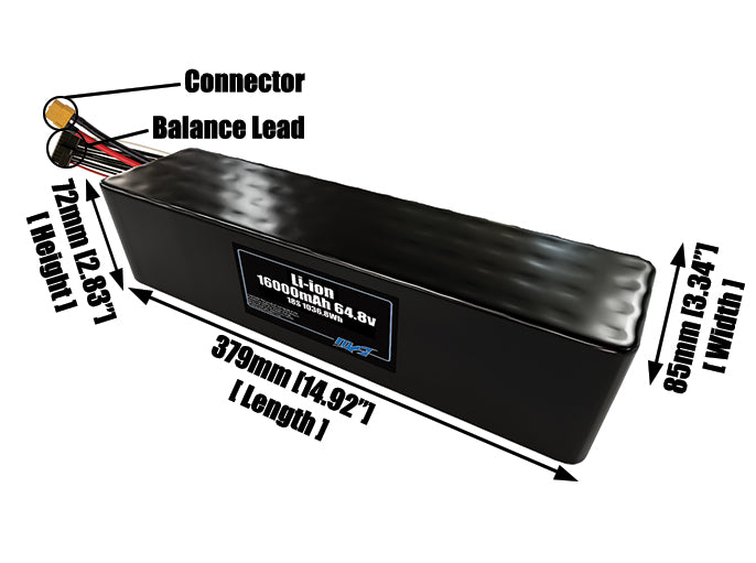 Li-ion 16000mAh 18S4P 64.8v