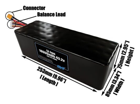 Li-ion 18000mAh 12S4P 43.2v Battery Pack