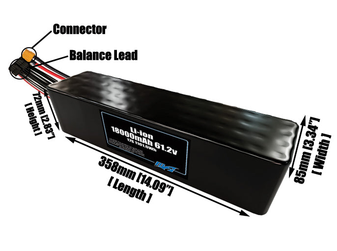 Li-ion 18000mAh 17S4P 61.2v