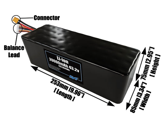 Li-ion 20000mAh 12S4P 43.2v Battery Pack