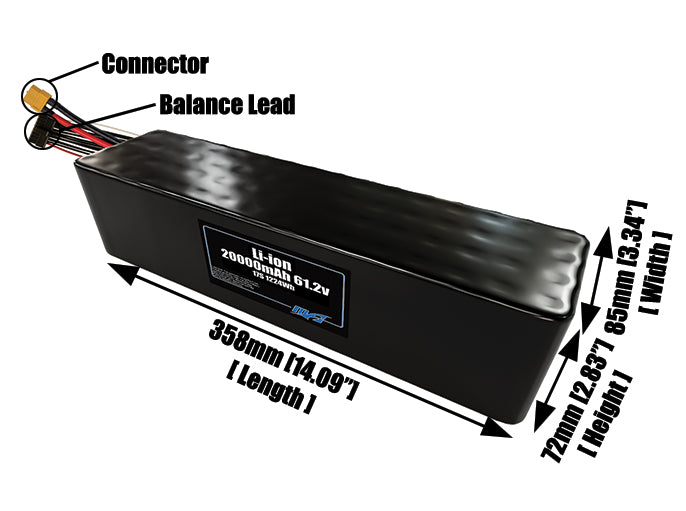 Li-ion 20000mAh 17S4P 61.2v