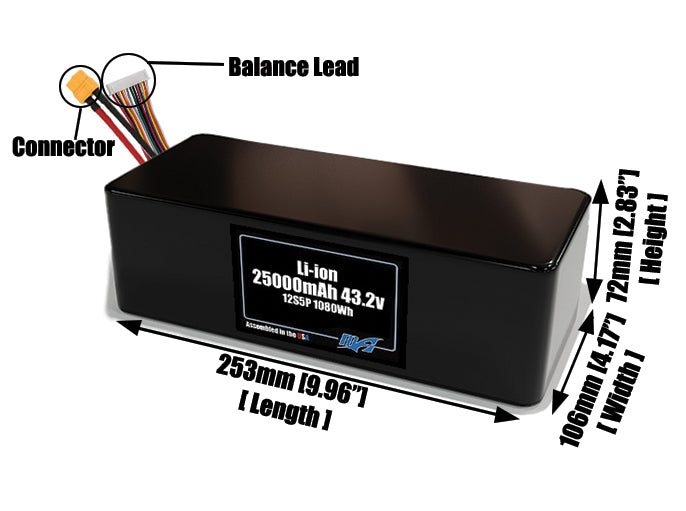 Li-ion 25000mAh 12S5P 43.2v