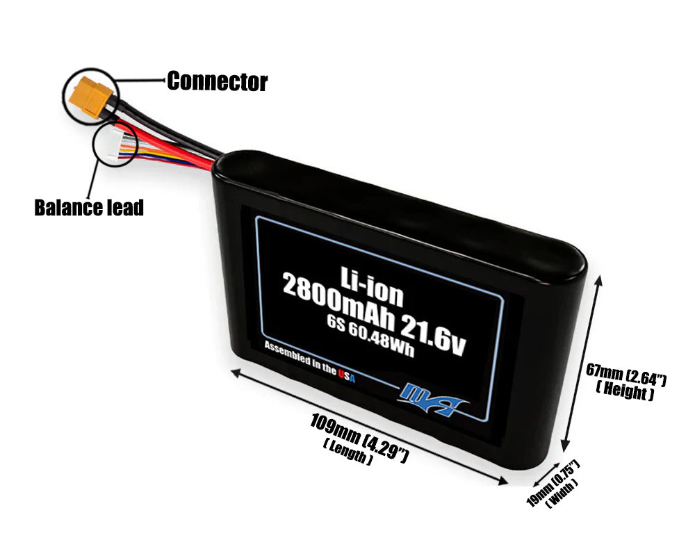 Li-ion 2800mAh 6S 21.6v Battery Pack