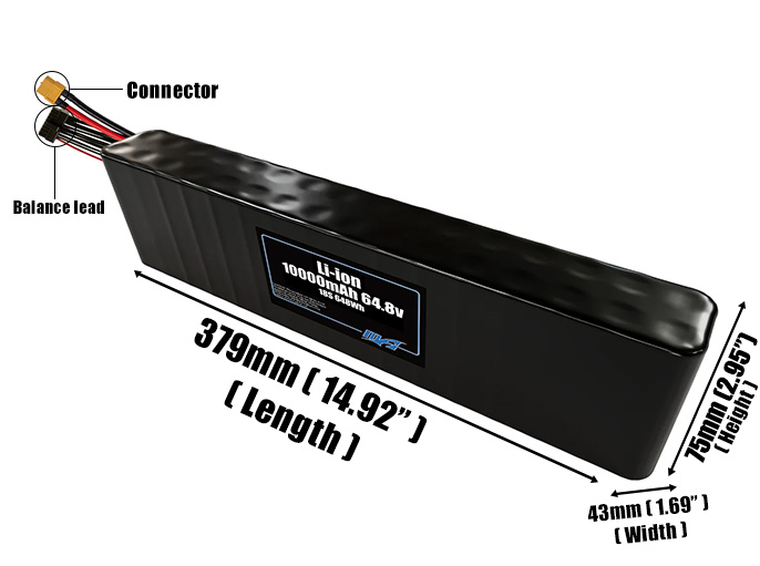 Li-ion 10000mAh 18S2P 64.8v Battery Pack