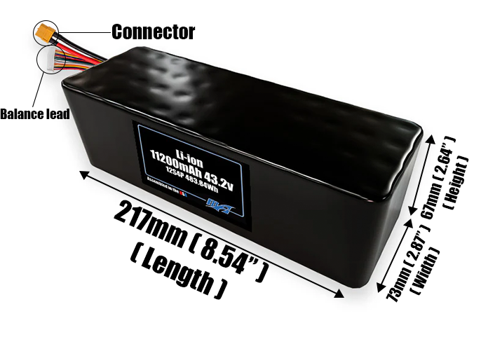 Li-ion 11200mAh 12S4P 43.2v