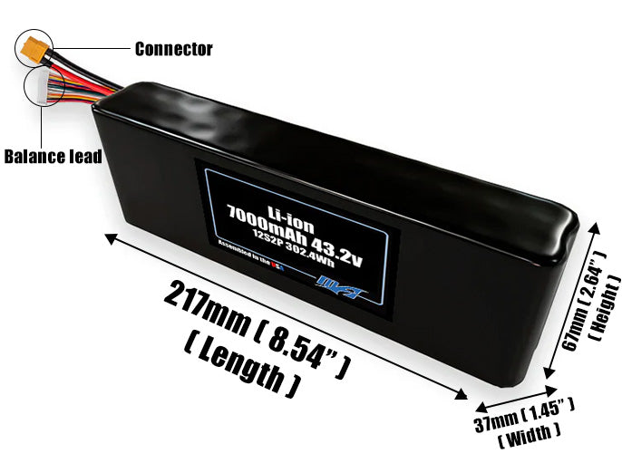 Li-ion 7000mAh 12S2P 43.2v