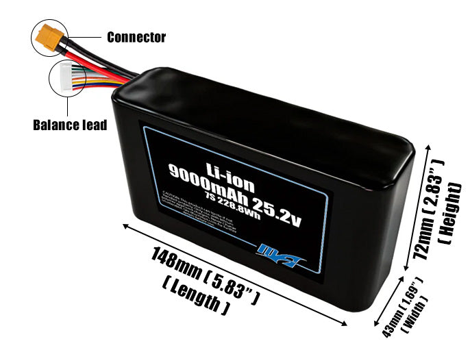 Li-ion 9000mAh 7S2P 25.2v