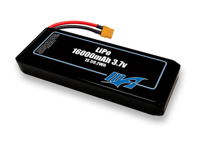 A MaxAmps LiPo 16000mAh 1S 2P 3.7 volt battery pack