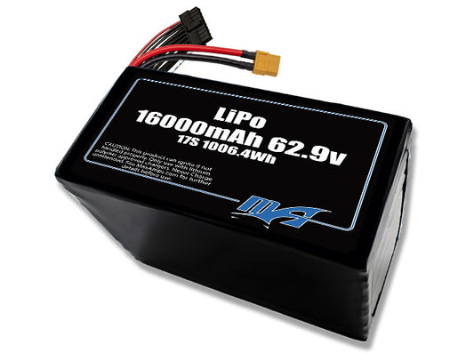 A MaxAmps LiPo 16000mAh 17S 62.9 volt lite battery pack