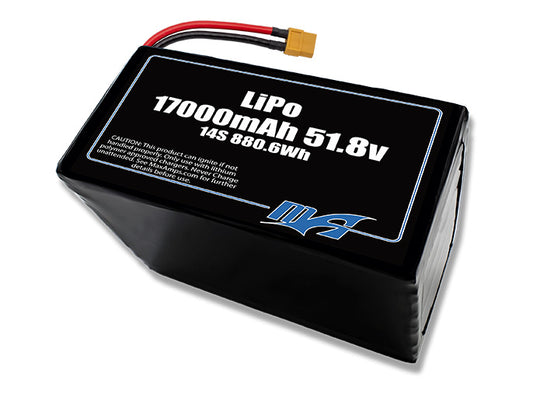 A MaxAmps LiPo 17000mAh 14S 51.8 volt battery pack