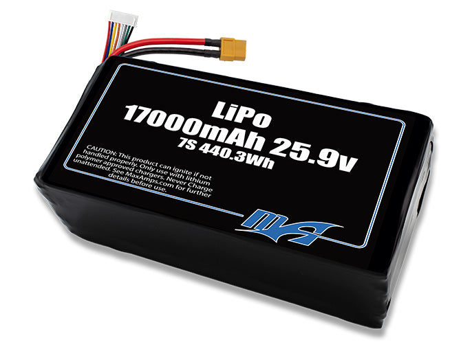 A MaxAmps LiPo 17000mAh 7S 25.9 volt battery pack