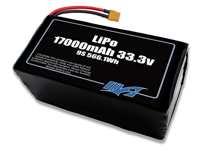 A MaxAmps LiPo 17000mAh 9S 33.3 volt battery pack