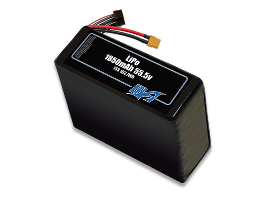 A MaxAmps LiPo 1850mAh 15S 55.5 volt battery pack