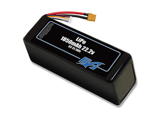 A MaxAmps LiPo 1850mAh 6S 22.2 volt battery pack