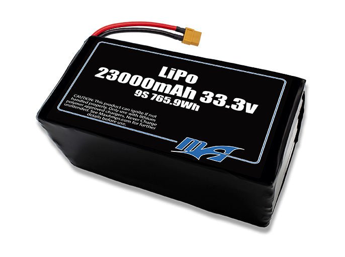 A MaxAmps LiPo 23000mAh 9S 33.3 volt battery pack