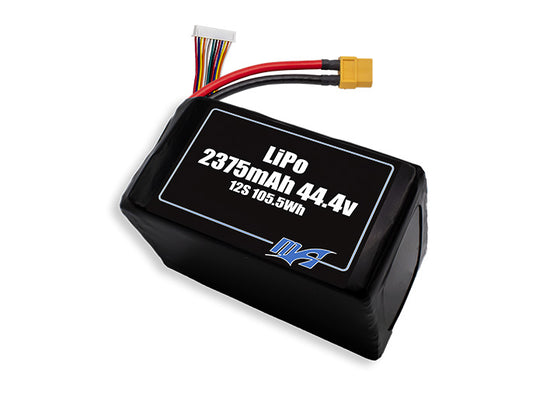 A MaxAmps LiPo 2375mAh 12S 44.4 volt battery pack