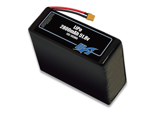 A MaxAmps LiPo 2800mAh 14S 51.8 volt battery pack