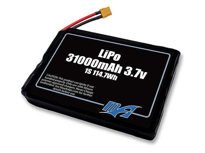 A MaxAmps LiPo 31000mAh 1S 3.7 volt battery pack