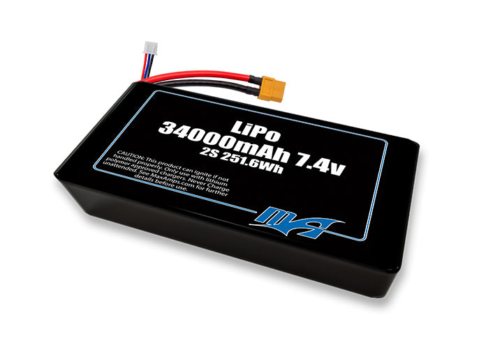 A MaxAmps LiPo 34000mAh 2S 2P 7.4 volt battery pack
