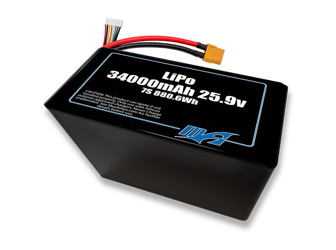 A MaxAmps LiPo 34000mAh 7S 2P 25.9 volt battery pack