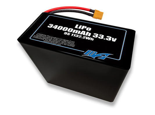 A MaxAmps LiPo 34000mAh 9S 2P 33.3 volt battery pack