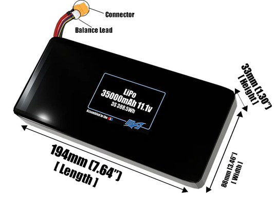LiPo 35000mAh 3S 11.1v Battery Pack