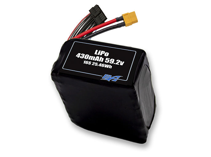 A MaxAmps LiPo 430mAh 16S 59.2 volt battery pack
