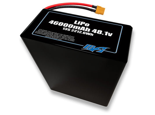 A MaxAmps LiPo 46000mAh 13S 2P 48.1 volt battery pack