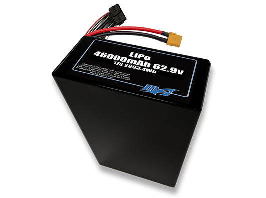 A MaxAmps LiPo 46000mAh 17S 2P 62.9 volt battery pack
