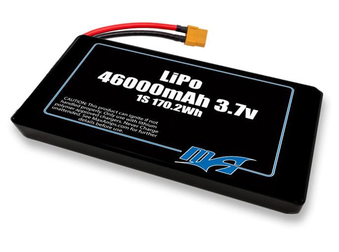 A MaxAmps LiPo 46000mAh 1S 2P 3.7 volt battery pack