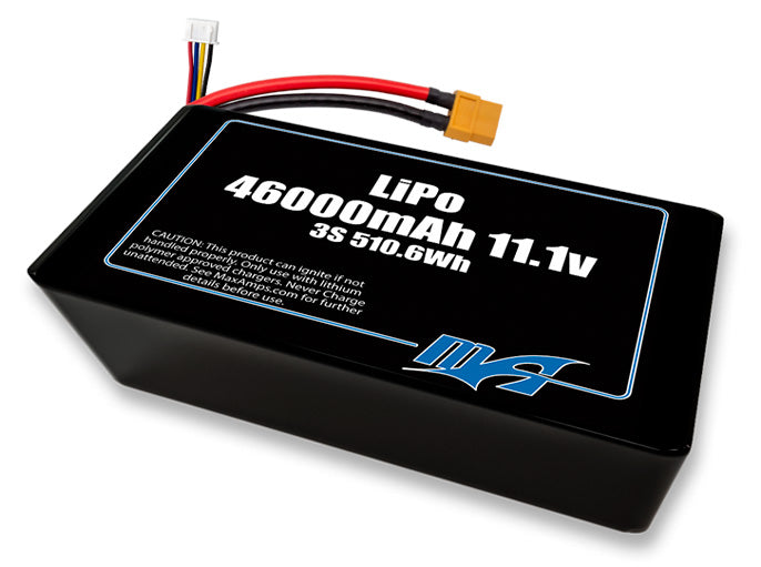 A MaxAmps LiPo 46000mAh 3S 2P 11.1 volt battery pack
