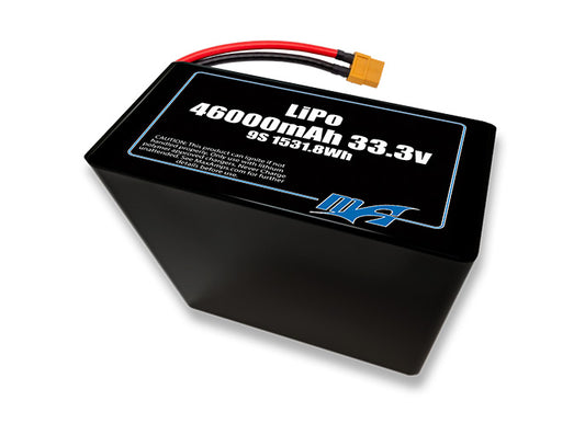 A MaxAmps LiPo 46000mAh 9S 2P 33.3 volt battery pack
