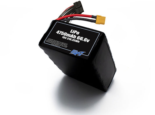 A MaxAmps LiPo 4750mAh 18S 2P 66.6 volt battery pack